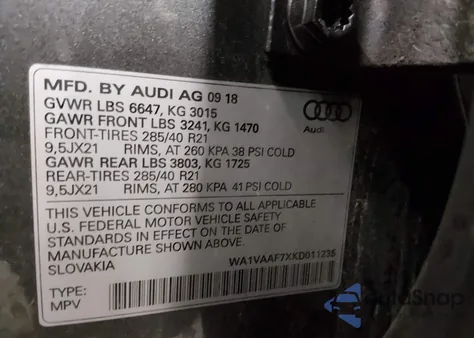 2019 Audi Q7 55 Premium from USA, damaged, VIN WA1VAAF7XKD011235